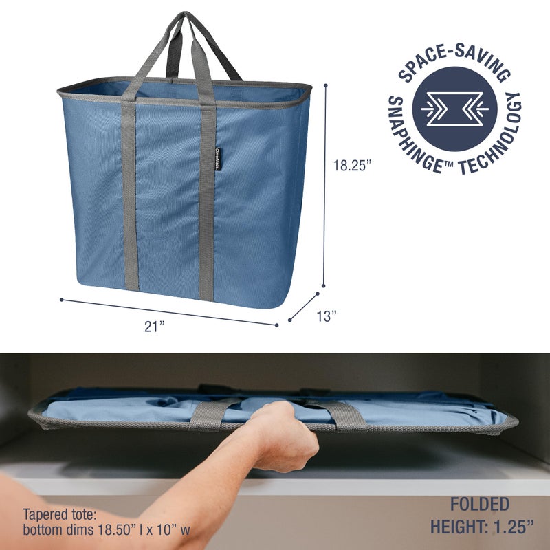 CleverMade Collapsible Laundry Caddy â€“ Foldable Laundry Hamper & Tote, XXL 64L Pop-Up Laundry Basket with Handles, Space-Saving Laundry Organizer for Home, Dorm, Closet & Travel, 2 Pack - Denim Gray - Image 2
