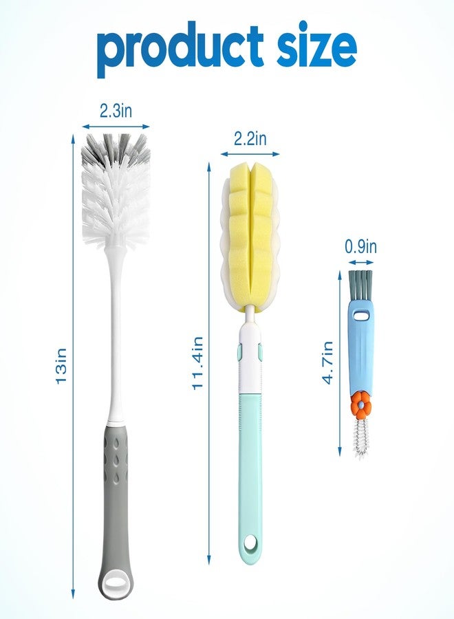 AONEZ 14Pcs Bottle Brush Cleaner Set, Long Handle Bottle Brushes, Sponge Brushes, 3-in-1 Water Bottle Cleaner Brushes and Straw Brushes for Water Bottles, Cups and Straws Cleaning - Image 2
