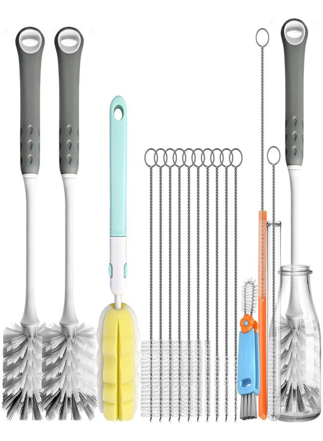AONEZ 14Pcs Bottle Brush Cleaner Set, Long Handle Bottle Brushes, Sponge Brushes, 3-in-1 Water Bottle Cleaner Brushes and Straw Brushes for Water Bottles, Cups and Straws Cleaning - Image 1