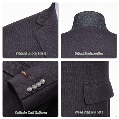 P&L Men's Classic Fit Blazer Elegant Suit Jacket Stretch Sport Coat for Business Daily Wear, Regular and Big & Tall Sizes Grey - Image 4