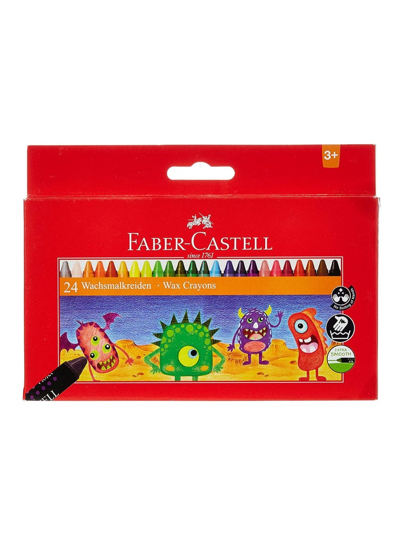 Faber Castell Modelling Clay 500Gm - 10 Colors X 50Gm In A Plastic Bucket, 120841, Multi Color & Faber-CastellWax Crayons 24 Color Round 90Mm, 120053, Multi Colour