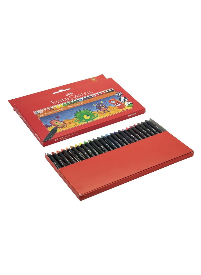 Faber Castell Modelling Clay 500Gm - 10 Colors X 50Gm In A Plastic Bucket, 120841, Multi Color & Faber-CastellWax Crayons 24 Color Round 90Mm, 120053, Multi Colour
