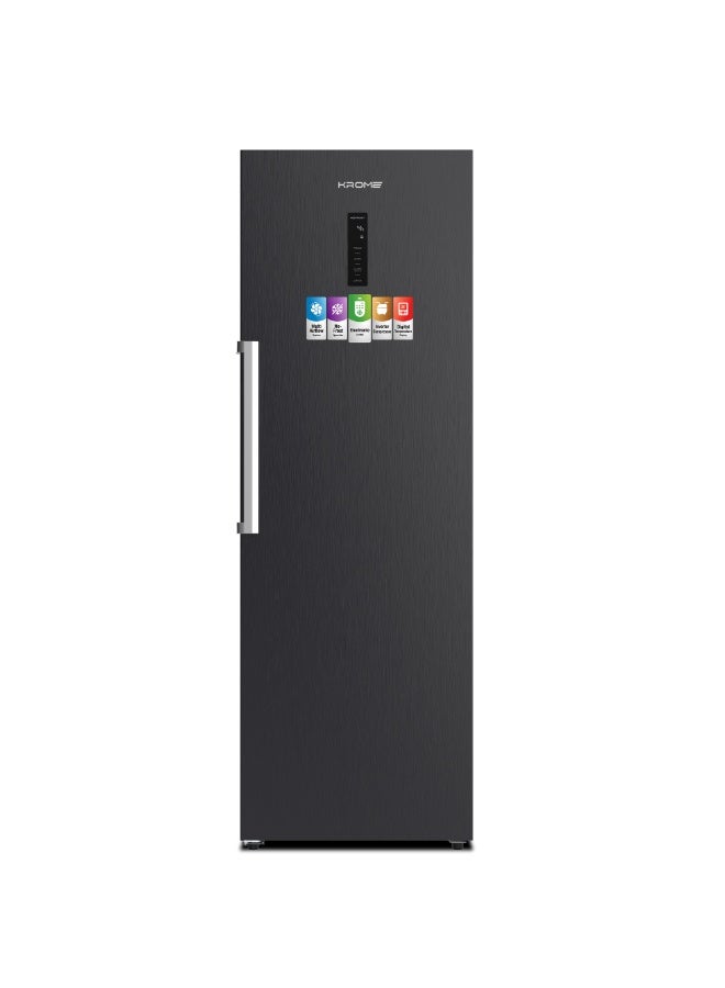 KROME 274L Upright No Frost Freezer | Signle Door | Smart Inverter Compressor | Multi Air Flow Cooling | LED Touch Display | Quick Freeze | ECO Mode | Door Open Alarm |Reversible Door | Dark Inox- KR-UF360IH KR-UF360IH Dark Inox - Image 1