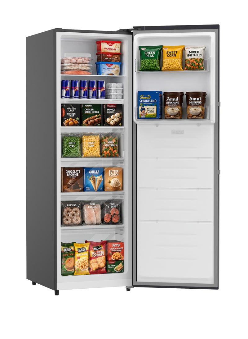 KROME 274L Upright No Frost Freezer | Signle Door | Smart Inverter Compressor | Multi Air Flow Cooling | LED Touch Display | Quick Freeze | ECO Mode | Door Open Alarm |Reversible Door | Dark Inox- KR-UF360IH KR-UF360IH Dark Inox - Image 5
