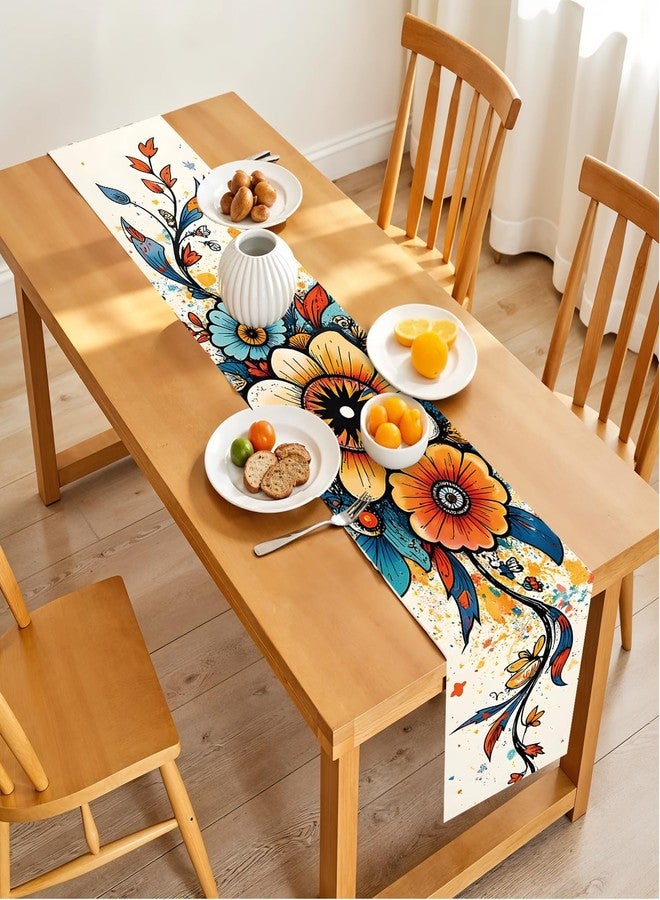 THISFIND Abstract Eye Flower Table Runner – Vibrant Colorful Art Print, 13x72 Inch Linen-Look Fabric for Dining Table, Kitchen, Boho Home Decor, Psychedelic & Artistic Centerpiece Accent - Image 2