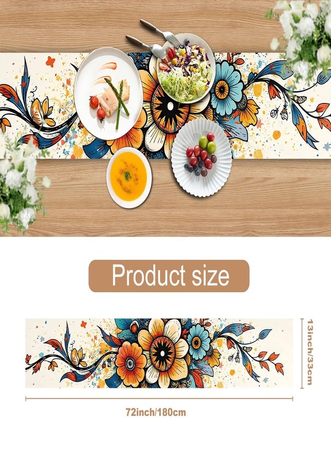 THISFIND Abstract Eye Flower Table Runner – Vibrant Colorful Art Print, 13x72 Inch Linen-Look Fabric for Dining Table, Kitchen, Boho Home Decor, Psychedelic & Artistic Centerpiece Accent - Image 3