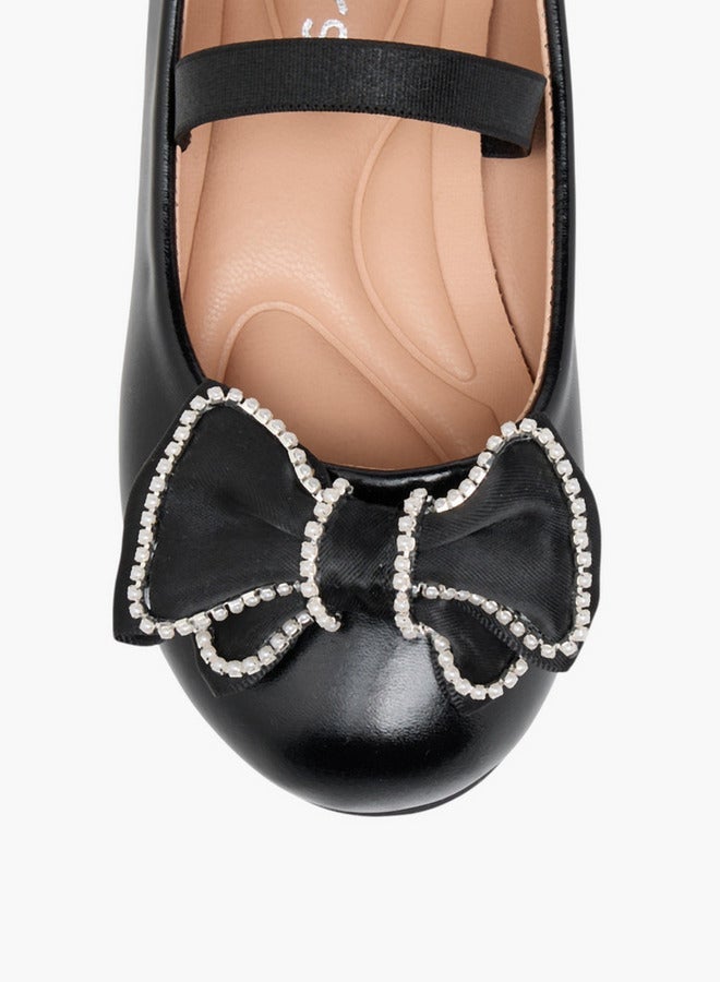 JUNIORS Girls Bow Accent Ballerina Shoes with Elasticated Strap - Image 4