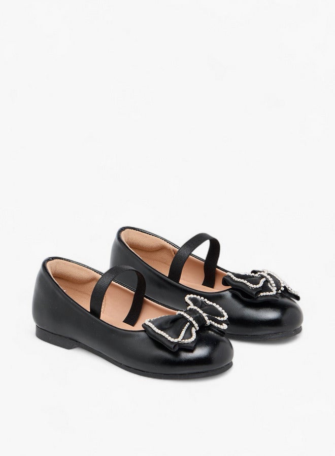 JUNIORS Girls Bow Accent Ballerina Shoes with Elasticated Strap - Image 3