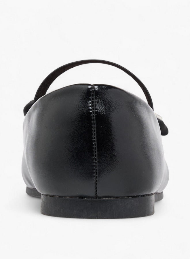 JUNIORS Girls Bow Accent Ballerina Shoes with Elasticated Strap - Image 5