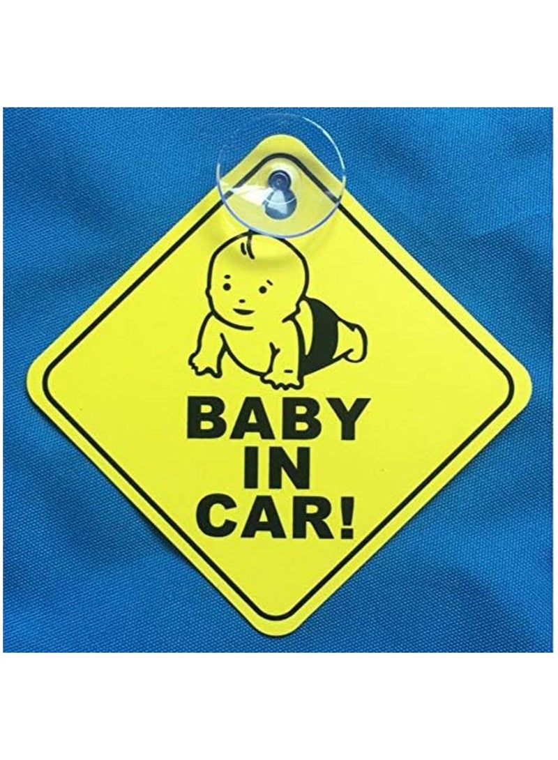Rubik علامة طفل في السيارة مع أكواب شفط لنوافذ السيارة، علامات سيارات عاكسة، علامة تحذير سلامة الأطفال (12x12 سم) - Image 2