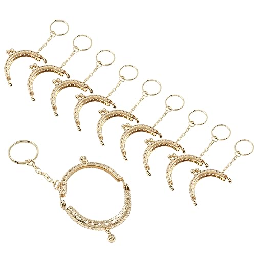 Moicstiy 10 PCS Gold Kiss Clasp Lock Arch Purse Frame Metal Coin Frame Clasp with Key Ring for DIY Craft Bag Sewing - Image 1