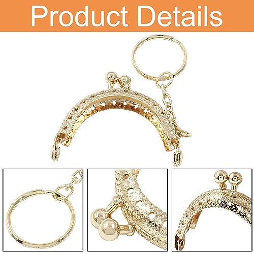 Moicstiy 10 PCS Gold Kiss Clasp Lock Arch Purse Frame Metal Coin Frame Clasp with Key Ring for DIY Craft Bag Sewing - Image 4