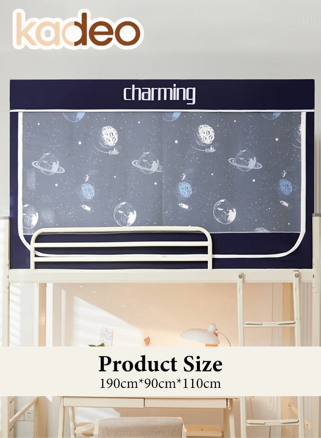 kadeo Dormitory Loft Bed Curtain with Mosquito Net, with 3 Doors, 5-Layer Encrypted Mosquito-Proof & Light-Blocking Fabric, Zip-Up Privacy Canopy for Bunk Bed Curtains, Study Area, Bedroom 190*90*110CM - Image 4