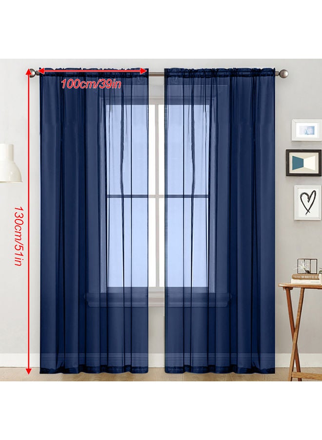 Loquat 2-Piece Living Room Rod Pocket Window Curtain Blue - Image 4