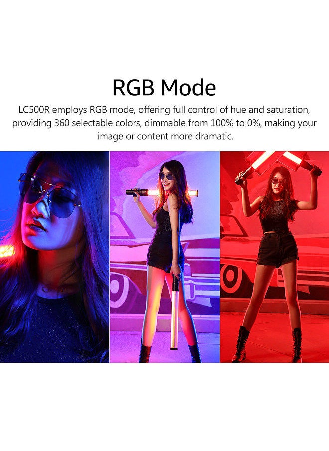 Godox - Godox LC500R RGB LED Video Light Stick 2500K-8500K CCT Mode 360° Full Color 14 FX Lighting Effects CRI 96 TLCI 98 Accurate Color 0-100% Dimmable Music Mode Max. Power 23W with Barndoor - Image 1