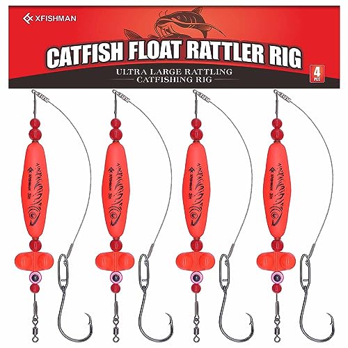 XFISHMAN Catfish-Rig-for-Bank-Fishing-Catfishing-Tackle-Floats-with-Rattler-Santee Cooper Rig Equipment(Red-2.5 inch) - Image 1