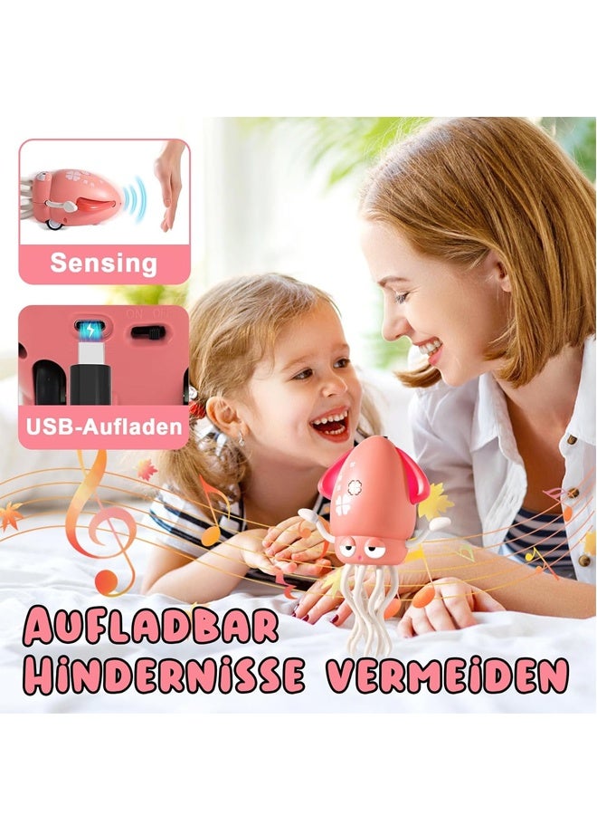 هالامودو الكهربائية الرقص أكتوبوس لعبة الطفل، التهرب التلقائي أكتوبوس لعبة مع أدى الضوء والموسيقى، أكتوبوس الزحف لعبة ，الترفيه التفاعلي لتنمية الحسية الطفل هدايا عيد الميلاد (الوردي) - Image 2