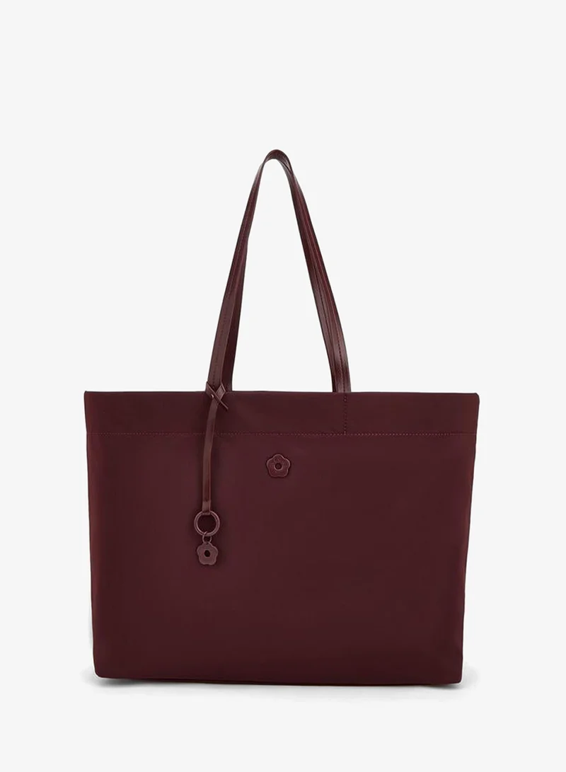 Solid Tote Bag With Zip Closure