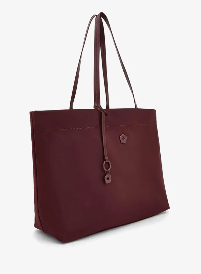 Missy Burgundy Solid Tote Bag With Zip Closure for Women | Best Price UAE