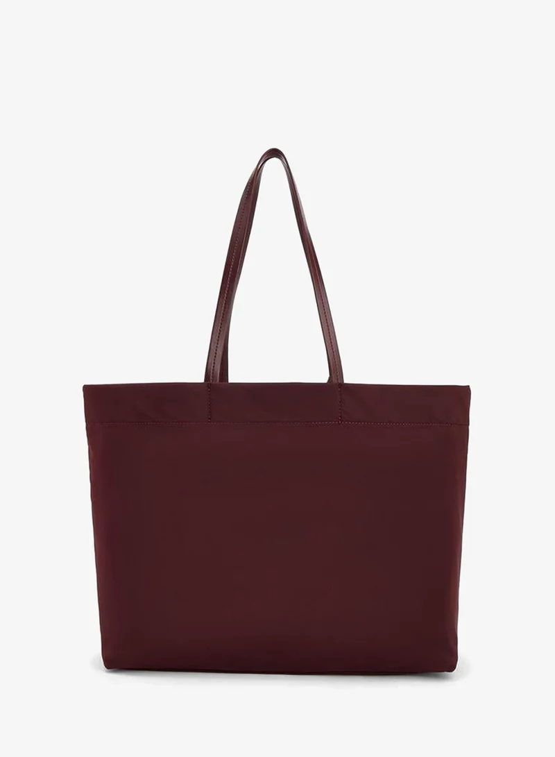 Missy Burgundy Solid Tote Bag With Zip Closure for Women | Best Price UAE