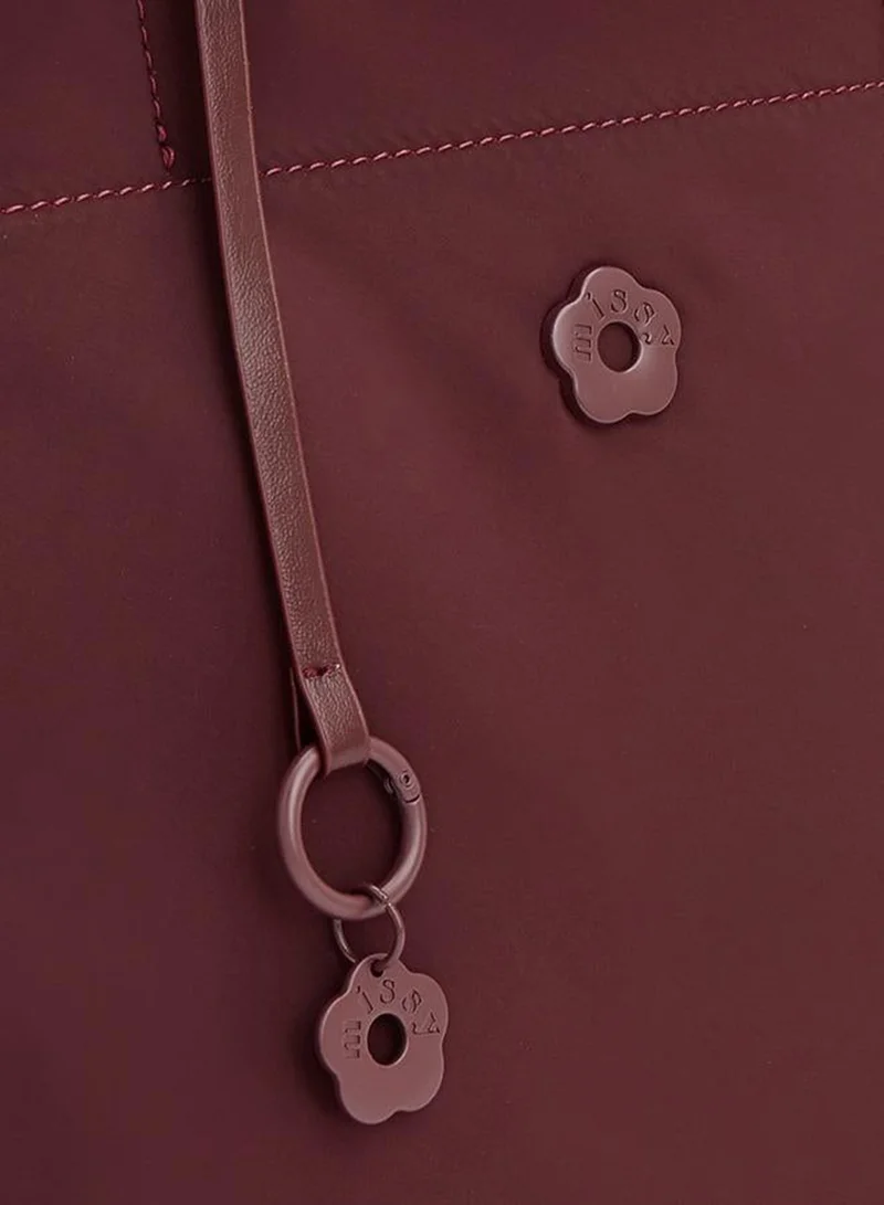 Missy Burgundy Solid Tote Bag With Zip Closure for Women | Best Price UAE