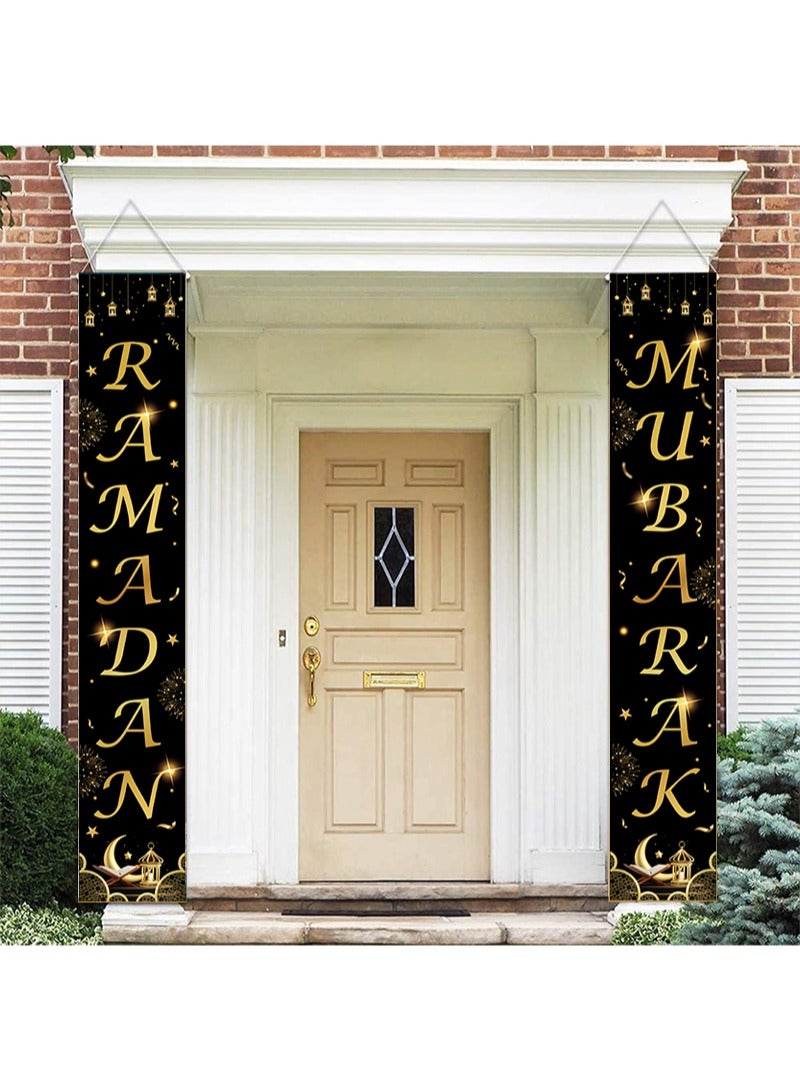 Aikanbo Ramadan Mubarak Banner,Eid Mubarak Decoration Banner Set, Ramadan Welcome Banner, Hanging Banner for Indoor and Outdoor Decoration, Party Decoration Supplies - Image 1