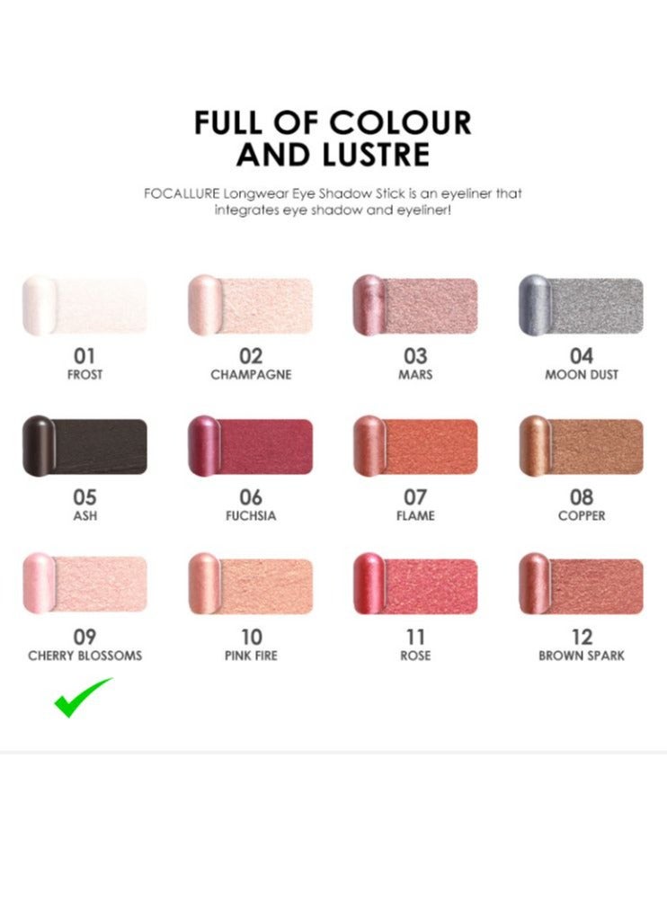 FOCALLURE Shimmer Cream Eyeshadow Stick #9 Cherry Blossoms - Image 4