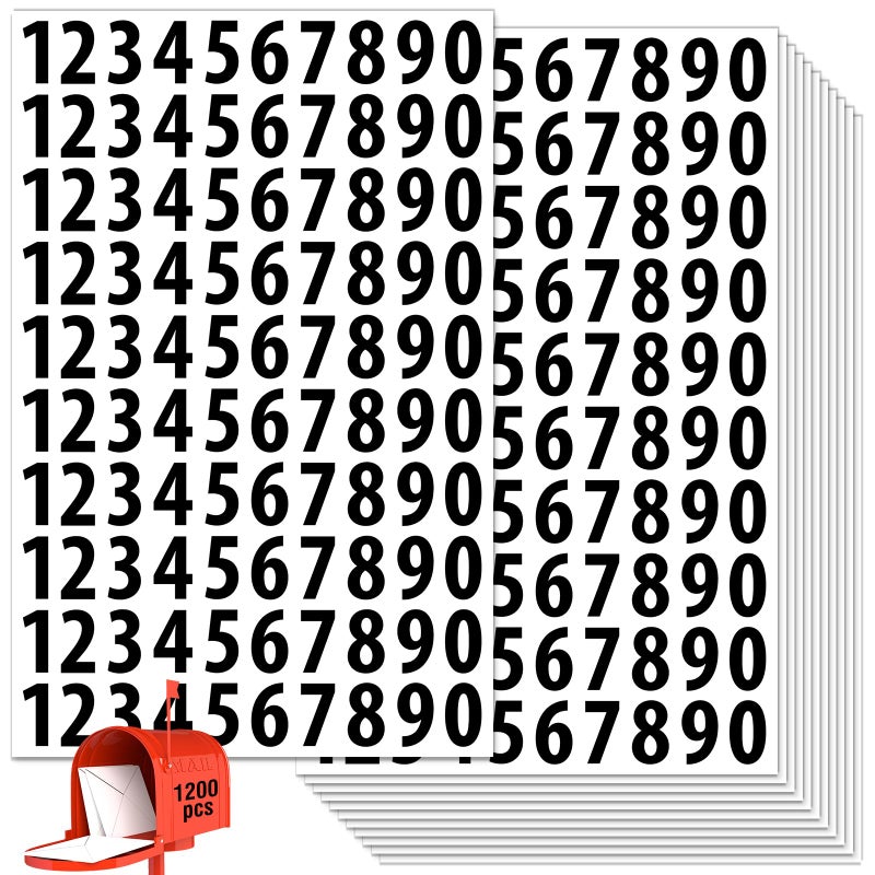 TRYXN 1200 PCS Number Stickers, 1" Waterproof Mailbox Number Label, Consecutive Numbers 0-9, Self-Adhesive and Residue-Free, Ideal for Mailboxes, Storage Boxes, Organizers, Cabinets and More - Image 1