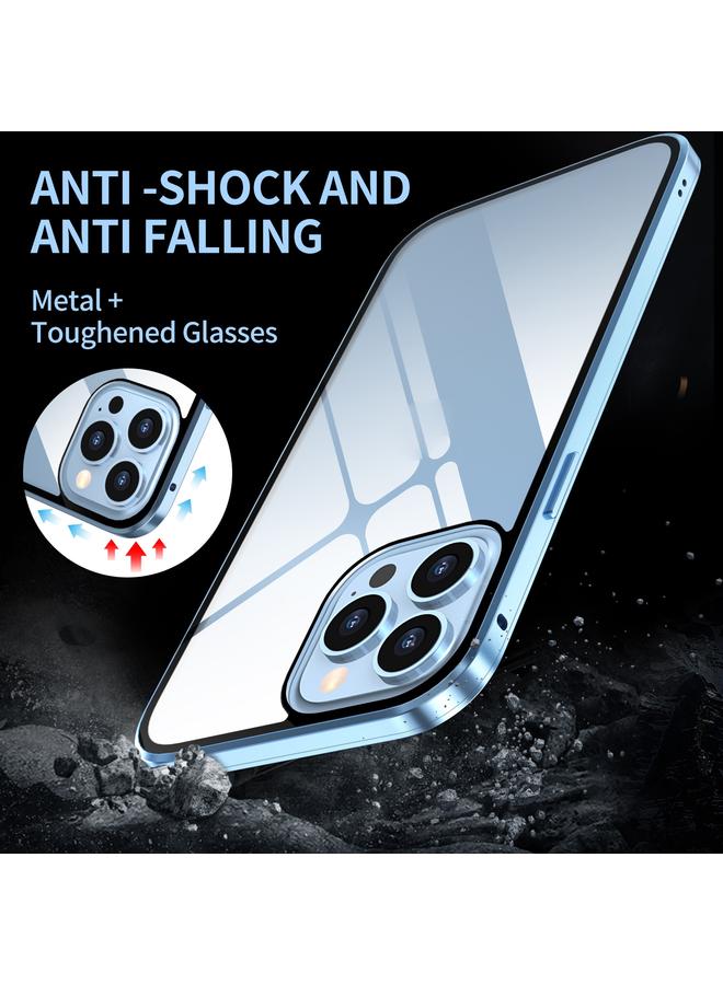 Zaboon Case For iPhone 13 Pro Max Anti-peeping Magnetic Metal Frame Double-sided Tempered Glass Phone Case - Image 3