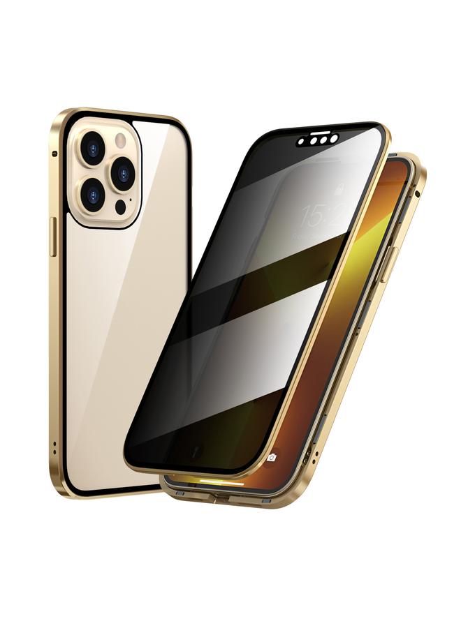 Zaboon Case For iPhone 13 Pro Max Anti-peeping Magnetic Metal Frame Double-sided Tempered Glass Phone Case - Image 1