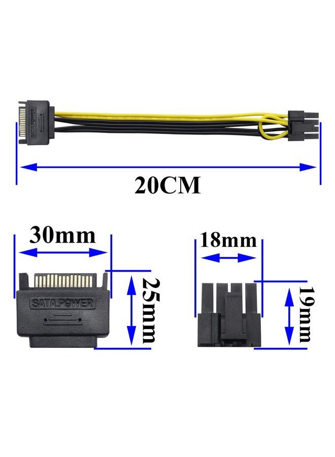 zdyCGTime CGTime 20CM/8inch Black SATA to 8 Pin PCI-Express Power Cable for Desktop Computer, Gaming PC - Image 2