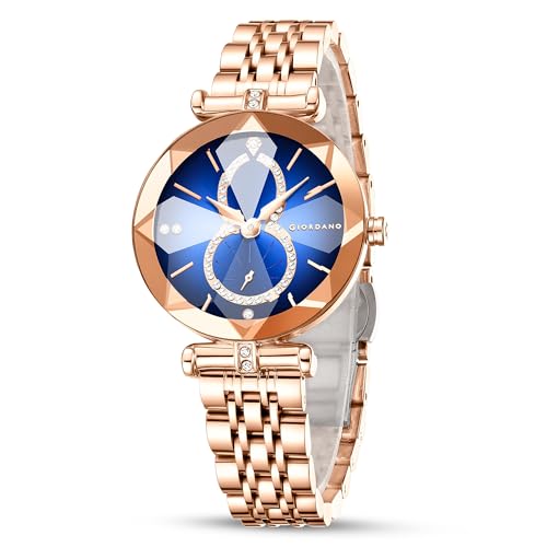Giordano Luxury Watch for Women – Round Diamond Cut Glass Dial, Elegant Stainless Steel Strap with Quartz Movement - Image 1