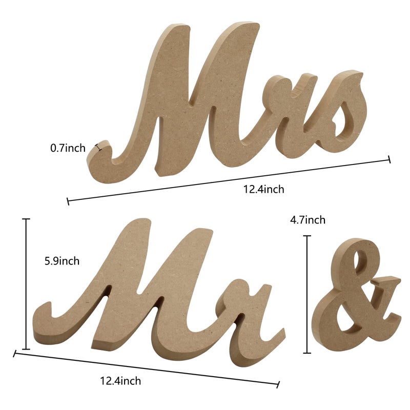WANTMAZOR Mr and Mrs Signs Wedding Table Decorations  Wooden Freestanding Letters for Photo Props  Rustic Wedding Decoration  Anniversary Wedding Shower Gift (Wood Color) - Image 3