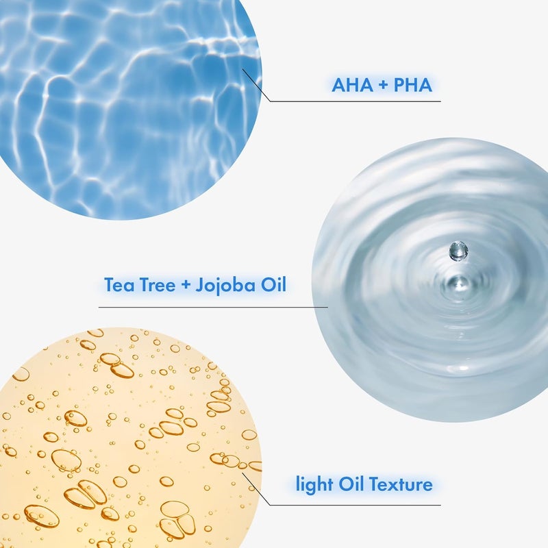 NATUREKIND زيت تنظيف الوجه العميق NATUREKIND AHA مع زيت الجوجوبا وزيت شجرة الشاي و PHA و Centella Asiatica، مزيل الرؤوس السوداء الكوري، منظف المسام ومزيل الزهم، 145 مل، 4.9 أونصة سائلة - Image 3