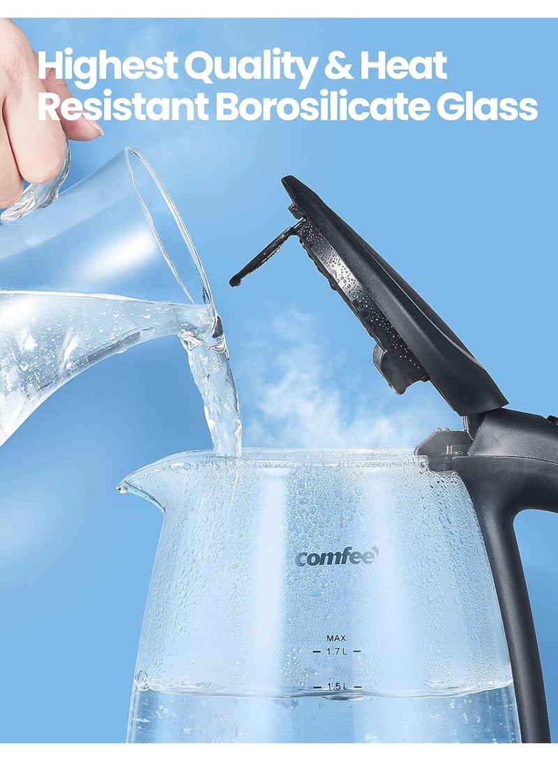 Comfee' Glass Electric Tea Kettle & Hot Water Kettle Electric, 2200 W 1.7L Capacity Electric Kettle with LED Indicator, Fast Boil Auto Shut-Off and Boil-Dry Protection - Image 3