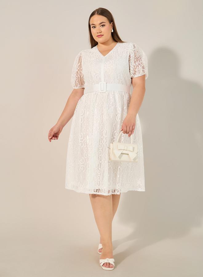 ستايلي فستان ميدي بحزام دانتيل - Image 1