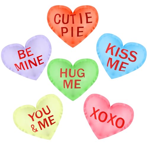 Kajaia 12 Pcs Valentine's Day Conversation Heart Decoration Stuffed Fabric Heart Ornament Rustic Colorful Love Decor Cute Tiered Tray Decor Bowl Filler for Valentine Gift Kitchen Home Wedding (Cute) - Image 1