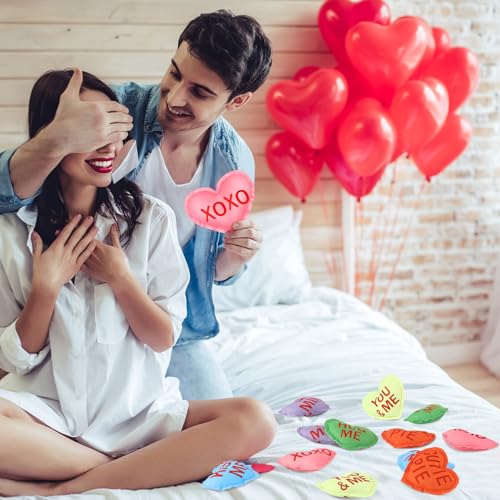 Kajaia 12 Pcs Valentine's Day Conversation Heart Decoration Stuffed Fabric Heart Ornament Rustic Colorful Love Decor Cute Tiered Tray Decor Bowl Filler for Valentine Gift Kitchen Home Wedding (Cute) - Image 5