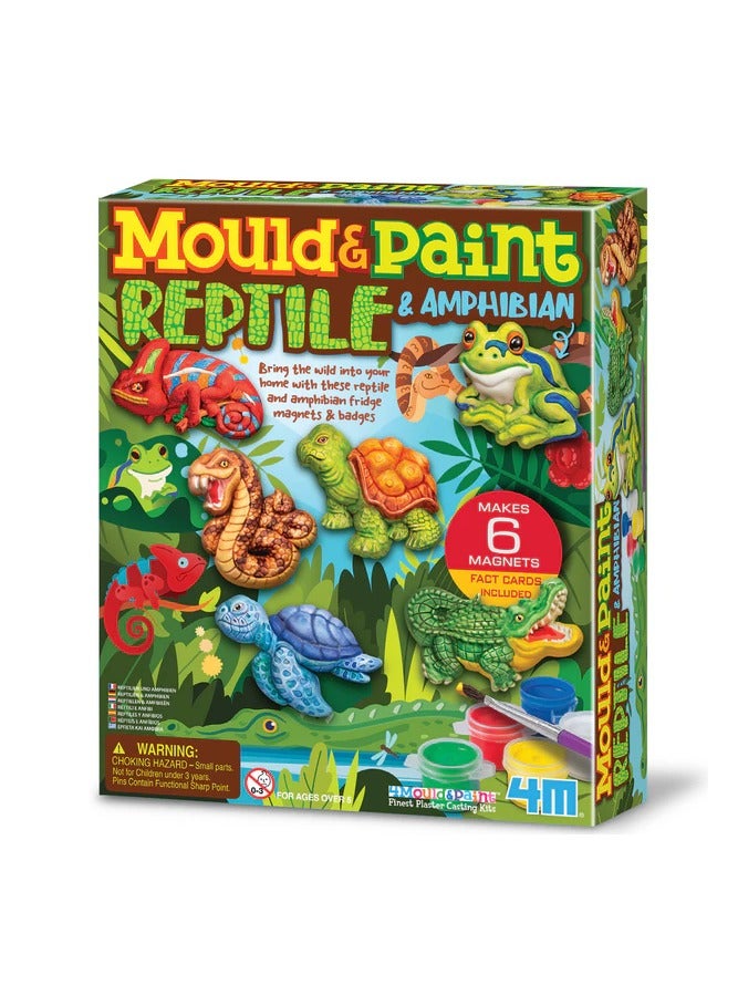 4M Mould & Paint Reptile & Amphibian Kit – Arts and Crafts Set with Plaster, Moulds, Paints, Brush, and Magnets to Create Lizards, Frogs, and More – Creative STEM Activity for Kids Ages 5+ | 00-04798 - Image 1