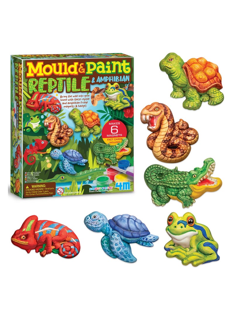 4M Mould & Paint Reptile & Amphibian Kit – Arts and Crafts Set with Plaster, Moulds, Paints, Brush, and Magnets to Create Lizards, Frogs, and More – Creative STEM Activity for Kids Ages 5+ | 00-04798 - Image 3