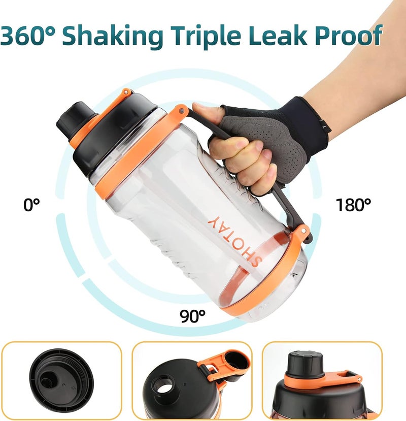 SHOTAY 2.5L/3.1L Sports Water Bottles With Removable Straw, BPA Free And Leakproof, Big Water Jug for Fitness, Gym, Sports And Camping Orange. - Image 4