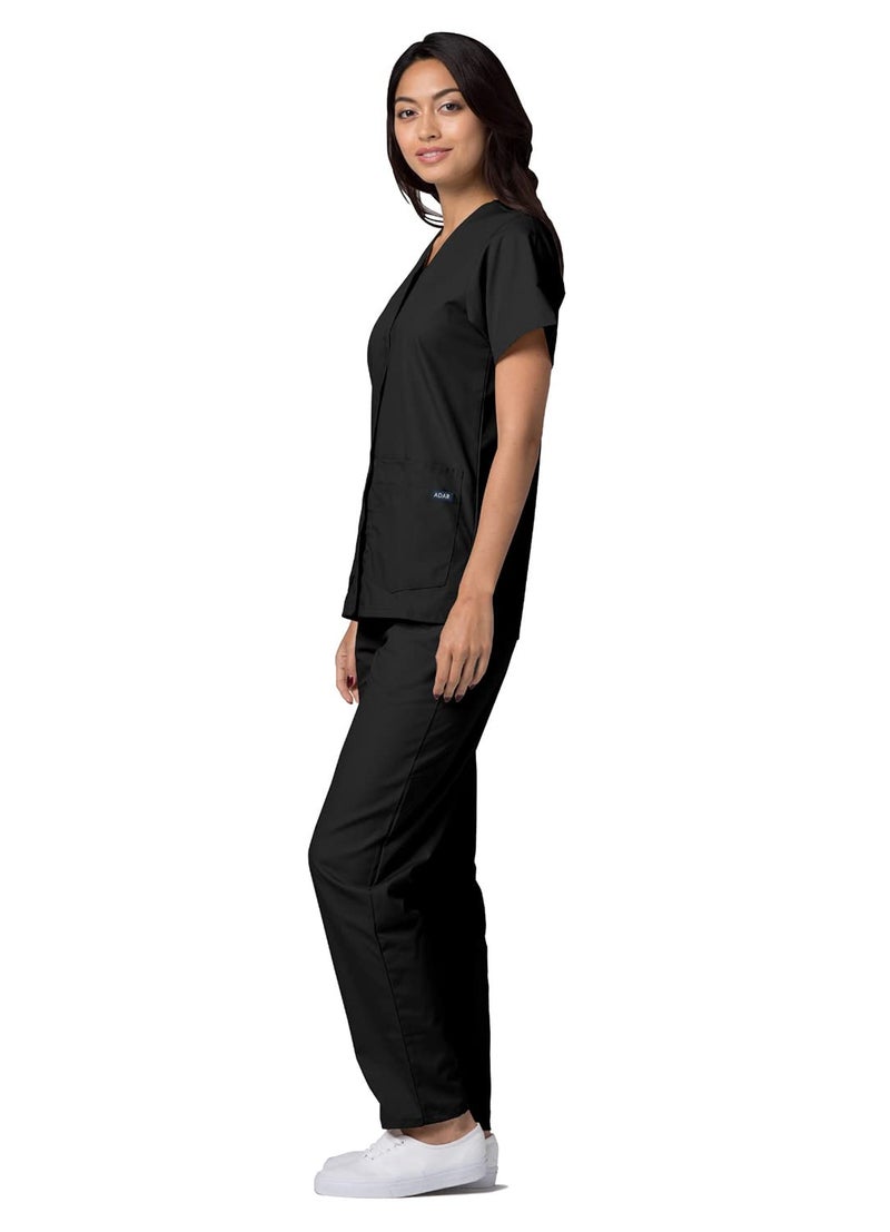 Adar Uniforms Women's Universal Snap Front Scrub Top - 604 - Black - M - Image 5