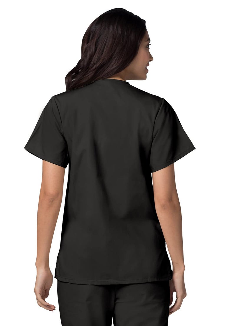 Adar Uniforms Women's Universal Snap Front Scrub Top - 604 - Black - M - Image 2