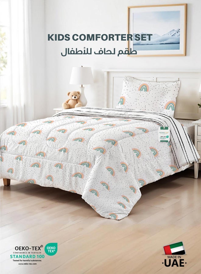Cotton home طقم لحاف أطفال مكون من 3 قطع من القطن الفاخر يشمل، 1 قطعة لحاف 135x220 سم، 1 قطعة ملاءة مشدودة 90x200 سم، و1 قطعة غطاء وسادة 50x75+5 سم 50x75+5 سم، نقاط متلألئة - Image 1