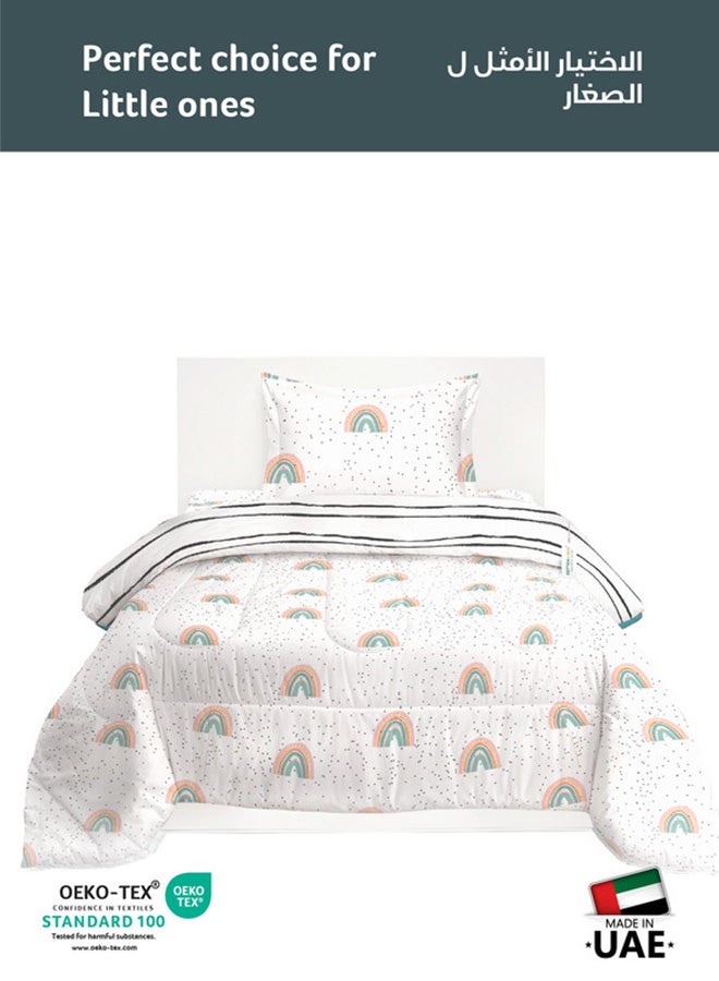 Cotton home طقم لحاف أطفال مكون من 3 قطع من القطن الفاخر يشمل، 1 قطعة لحاف 135x220 سم، 1 قطعة ملاءة مشدودة 90x200 سم، و1 قطعة غطاء وسادة 50x75+5 سم 50x75+5 سم، نقاط متلألئة - Image 2