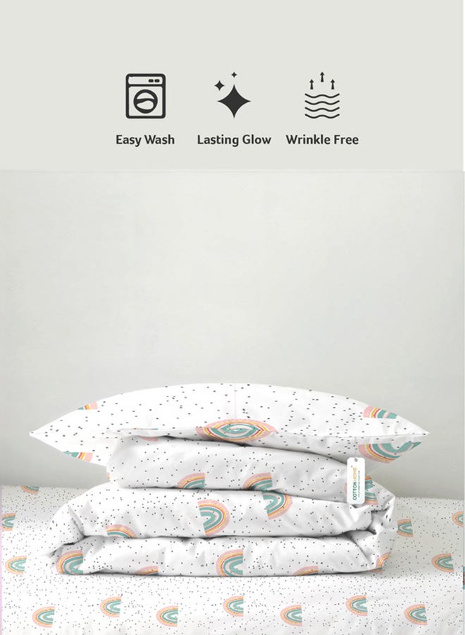 Cotton home طقم لحاف أطفال مكون من 3 قطع من القطن الفاخر يشمل، 1 قطعة لحاف 135x220 سم، 1 قطعة ملاءة مشدودة 90x200 سم، و1 قطعة غطاء وسادة 50x75+5 سم 50x75+5 سم، نقاط متلألئة - Image 4