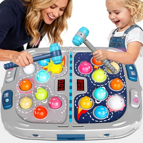 TooLion 2Player Whack Game Mole  Toys for Age 312 Kids2 Hammers3 Modes with Sound  LightSafe Educational Pounding ToyChristmas Birthday Gift for 3 4 5 6 Year Old Boys GirlsGray - Image 1