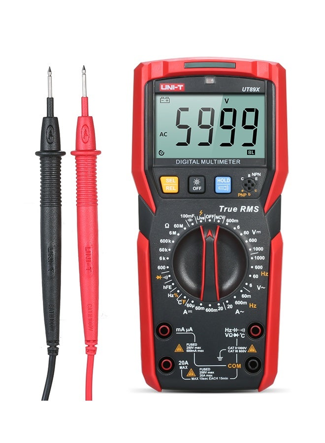 Automatic RMS Digital AC/DC Voltage Tester-UT89X Black/Red 186 x 87 x 52mm - Image 1