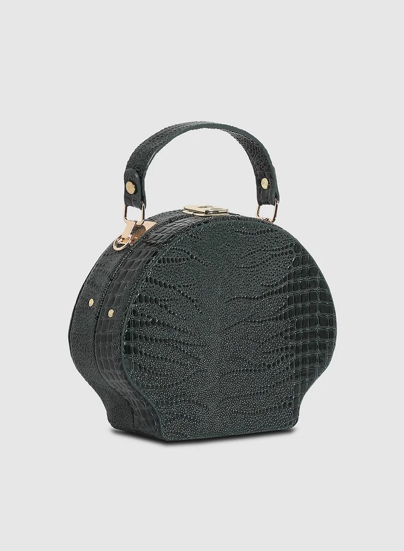 Haute Sauce Seashell Croc Handbag - Dark Green