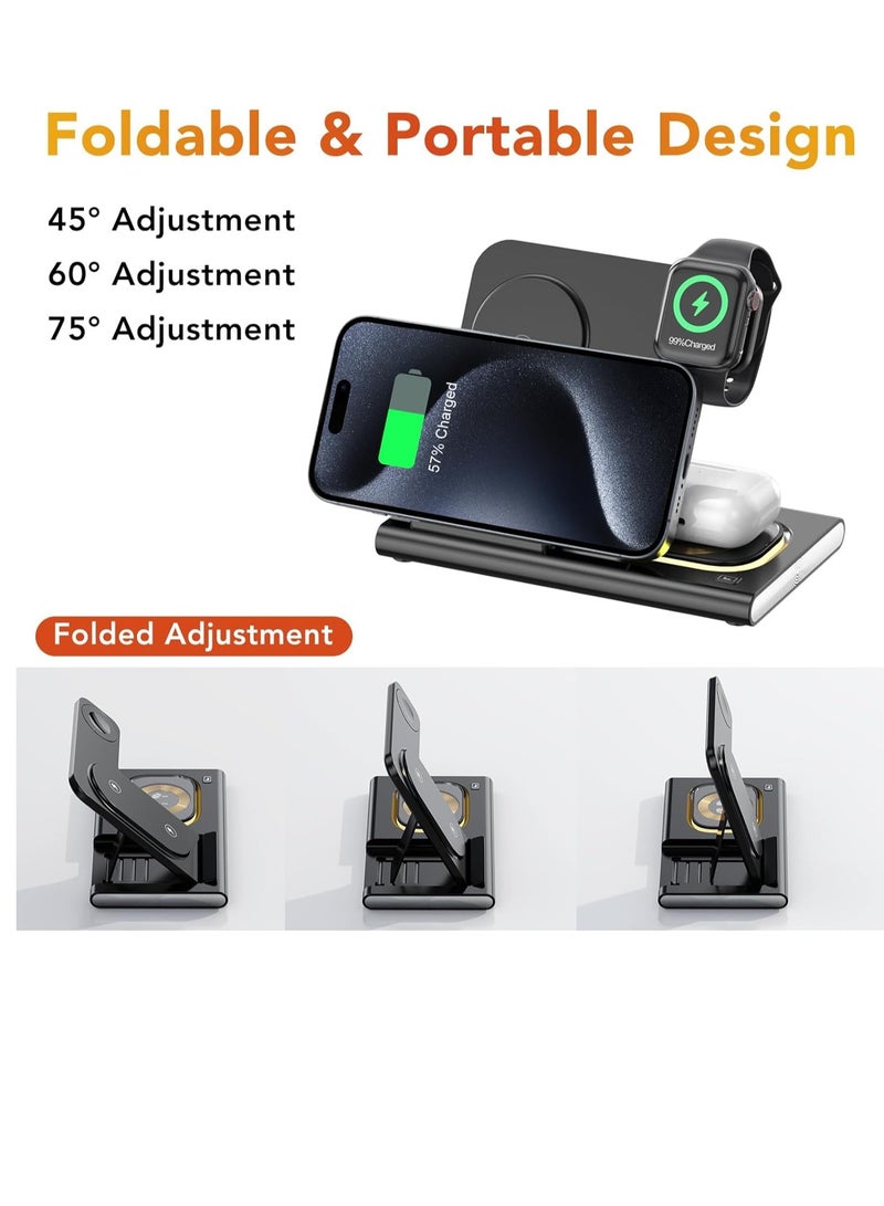 Excefore Wireless Charger, 3-in-1 Foldable Charging Station, Fast Wireless Charger for Apple Products, Travel & Lightweight, Compatible with iPhone 15/14/13/12/11, iWatch Ultra 2/9/8/7/6/SE, 3/2/Pro/2  - Image 3